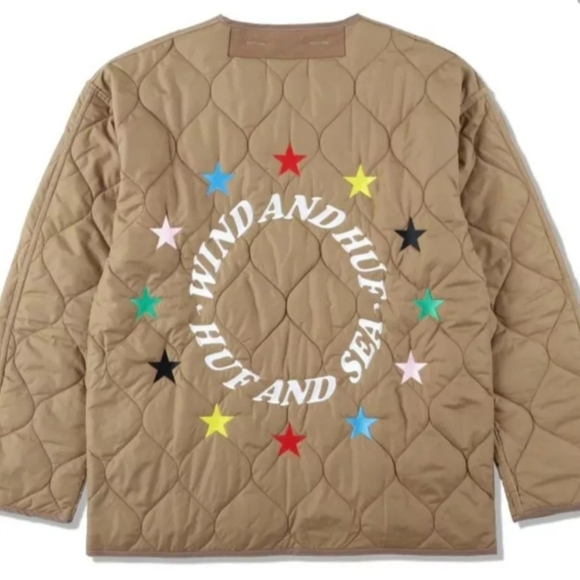 Wind and Sea HUF X WDS Quilted Liner Jacket Brown Size F - Picture 1 of 11